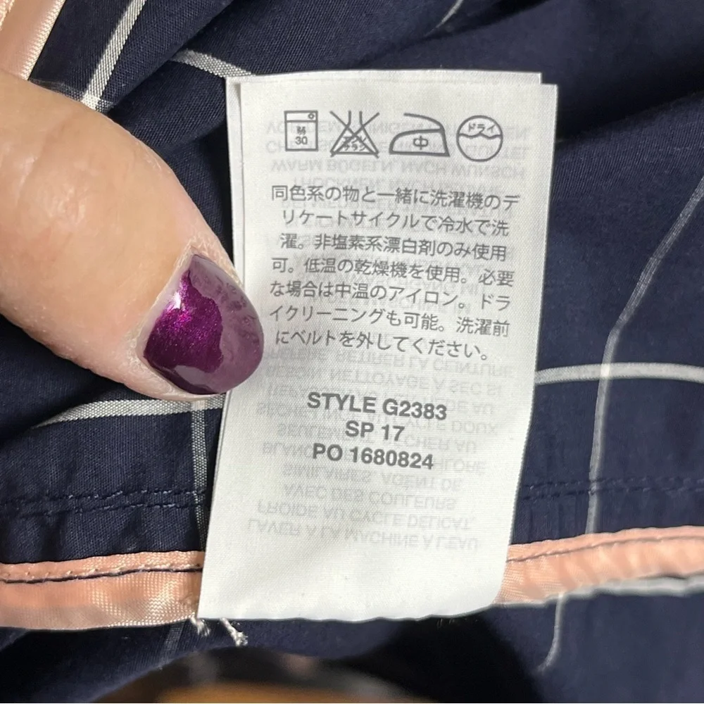 J Crew Collection Navy Windowpane Lightweight Trench Coat Size 2 - Picture 15 of 15